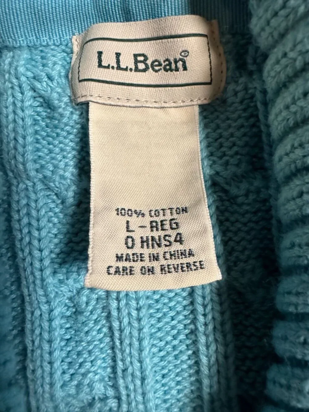 L.L.Bean Blue Cable Knit Cardigan Sweater Short Sleeve Women’s L - Picture 4 of 5